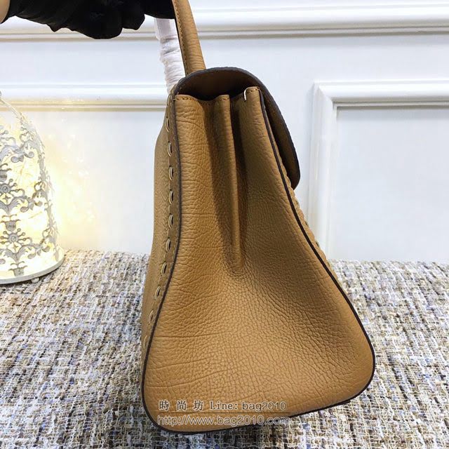 DELVAUX女包 Delvaux brilliantMM不銹鋼蛇鏈外縫 原版皮 德爾沃女手提包 DF0028蛇鏈焦糖 大號 Delvaux女單肩斜挎包  fcs1106